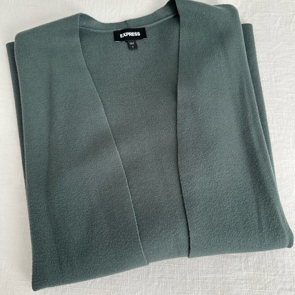 Express Dark Green Open-Front Women's Cardigan